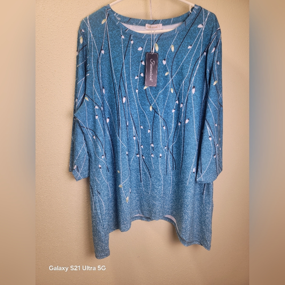 Fantaslook Women’s 2XL Plus Size 3/4 Sleeve Floral Blouse – NEW
